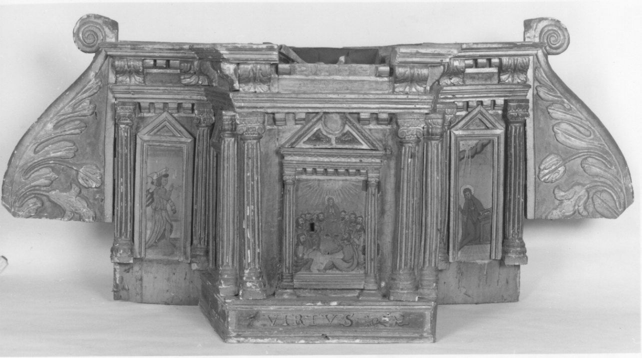 Pentecoste (decorazione pittorica, elemento d'insieme) di Giovenone Giuseppe il Giovane (bottega) (seconda metà sec. XVI)