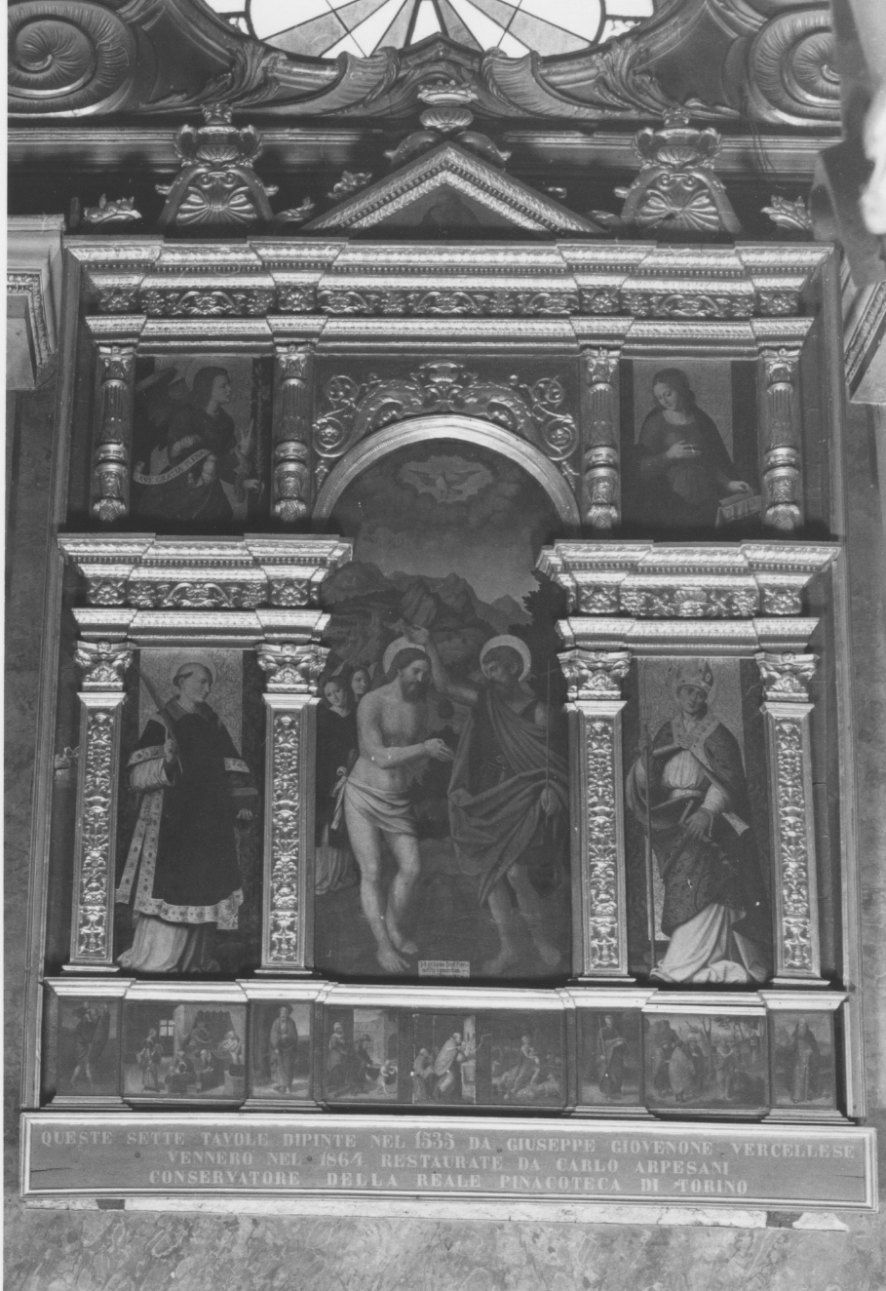 battesimo di Cristo (scomparto di polittico, elemento d'insieme) di Giovenone Giuseppe il Giovane (secondo quarto sec. XVI)