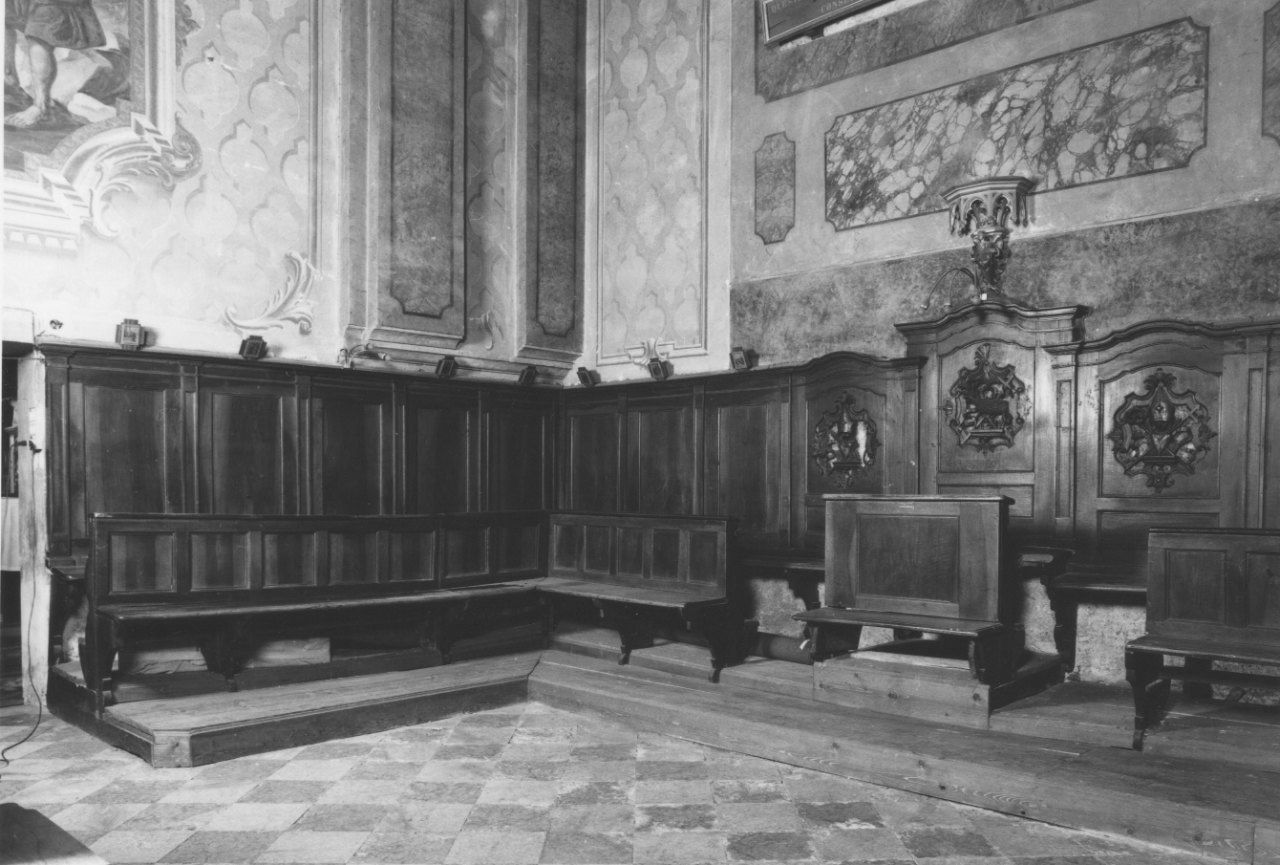 stalli del coro, opera isolata - bottega piemontese (terzo quarto, prima metà sec. XVIII, sec. XIX)
