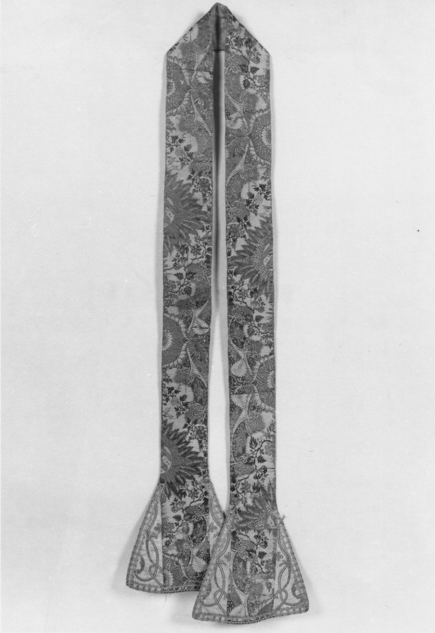 stola, elemento d'insieme - manifattura italiana (primo quarto, ultimo quarto sec. XVIII, sec. XVIII)