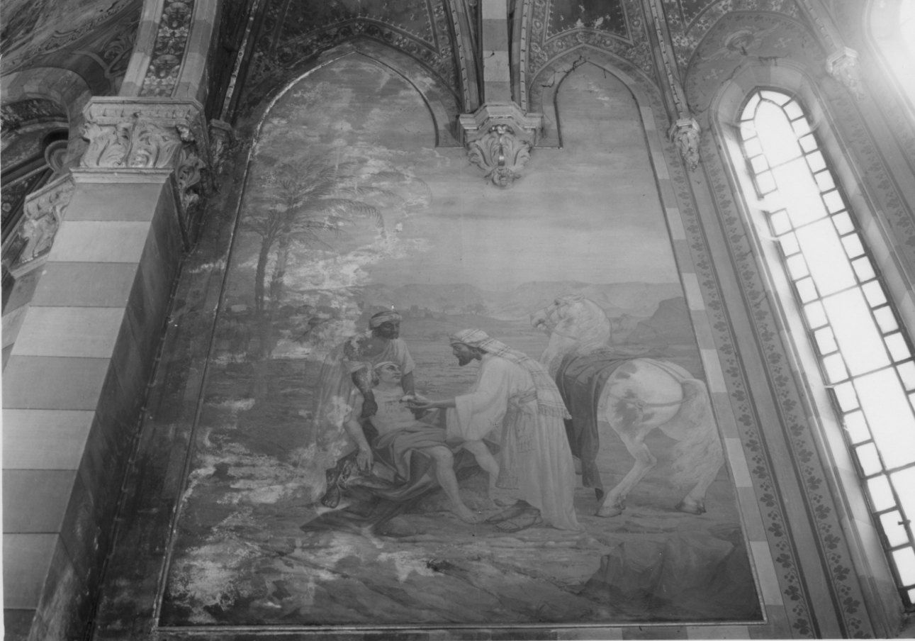 parabola del buon samaritano (dipinto, elemento d'insieme) di Gambini Rodolfo (primo quarto sec. XX)