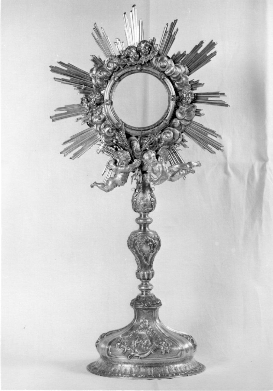 motivi decorativi vegetali con putti alati (ostensorio - a raggiera, opera isolata) - bottega piemontese (seconda metà sec. XVIII)