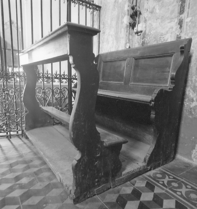 banco da chiesa, serie - ambito astigiano (seconda metà sec. XVIII)