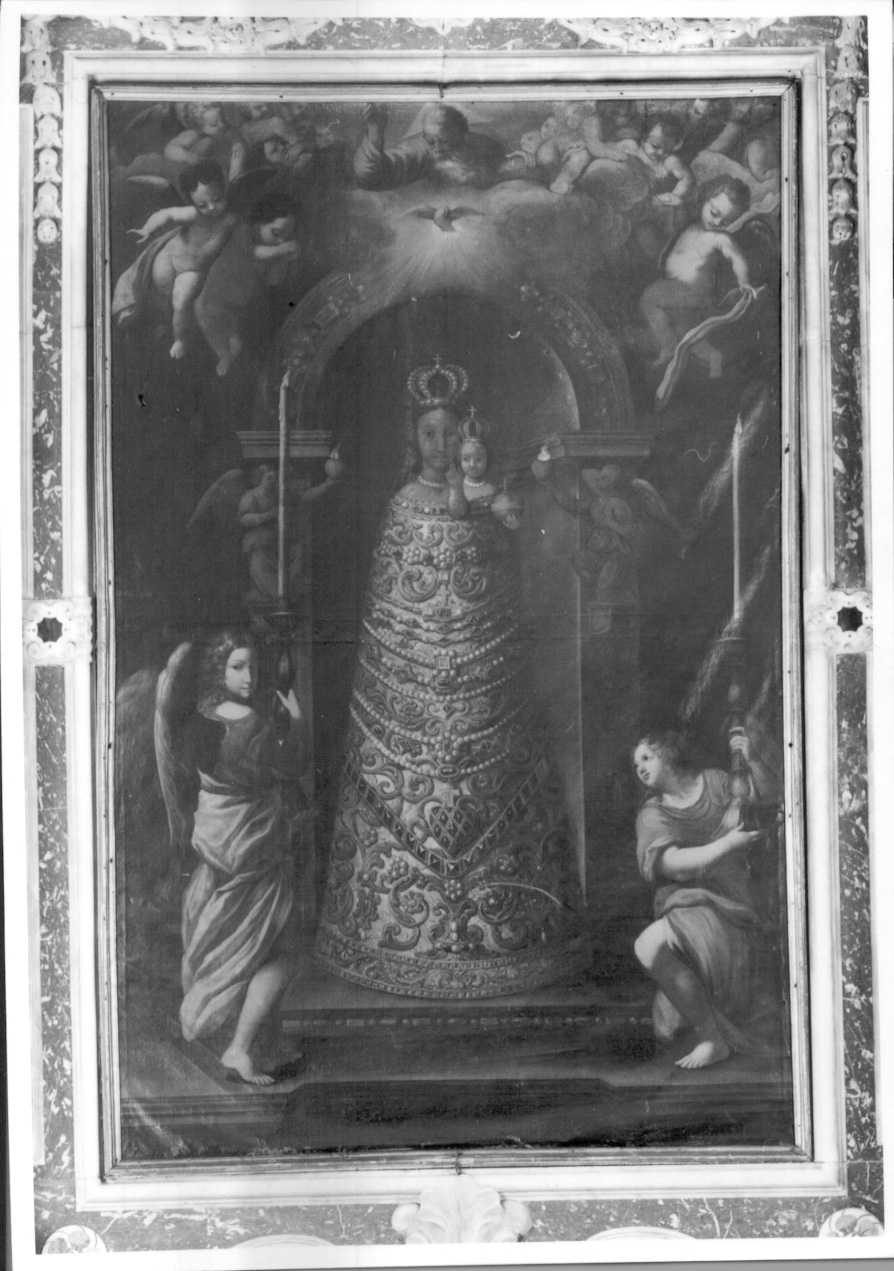 Dio Padre benedicente, la Madonna di Loreto e angeli (dipinto, opera isolata) - ambito piemontese (seconda metà sec. XVII)