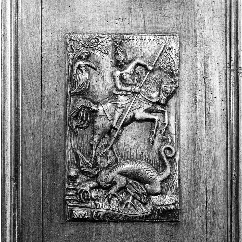 San Giorgio e il drago (rilievo, elemento d'insieme) di Negro (secondo quarto sec. XIX)