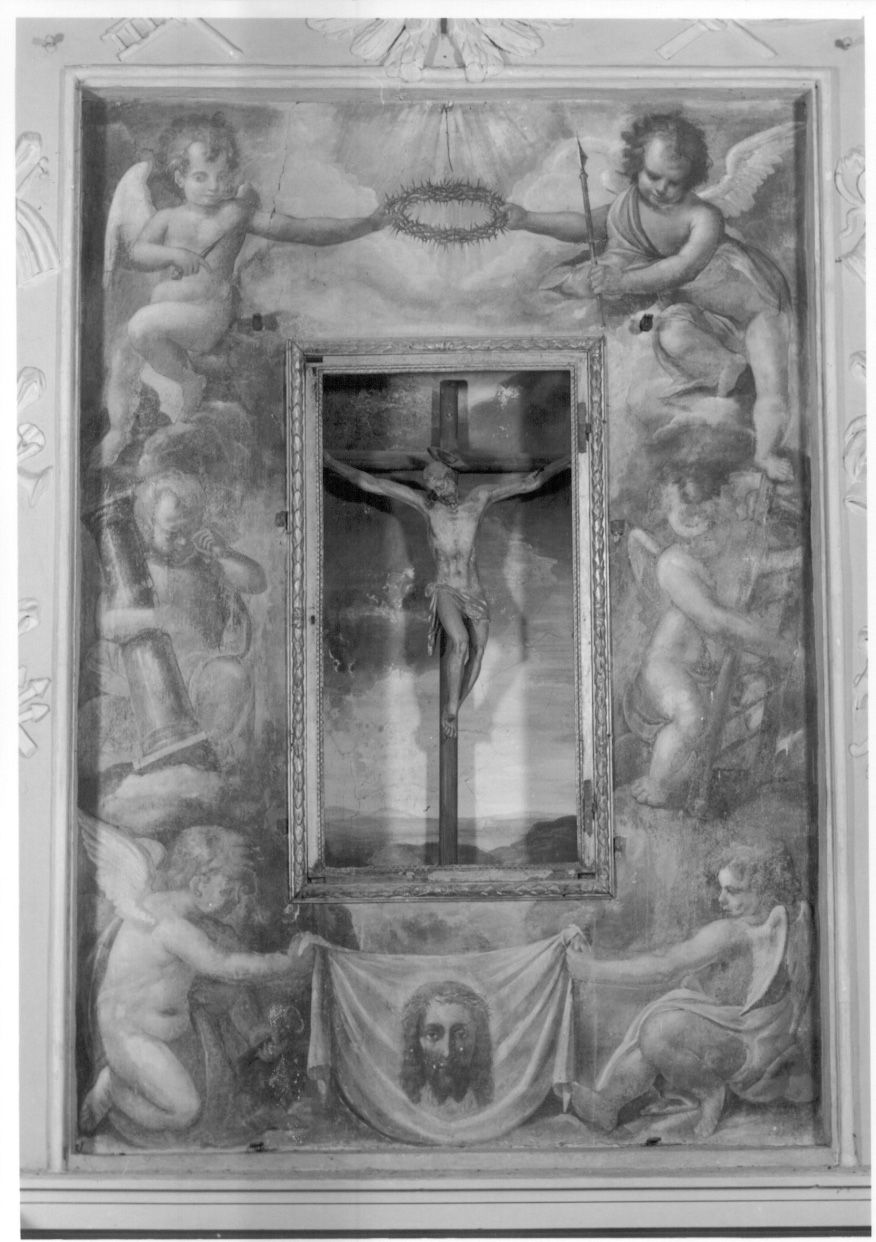 angeli con simbolo della passione: sacra sindone (dipinto, opera isolata) di Dal Pozzo Ferdinando (metà sec. XVIII)