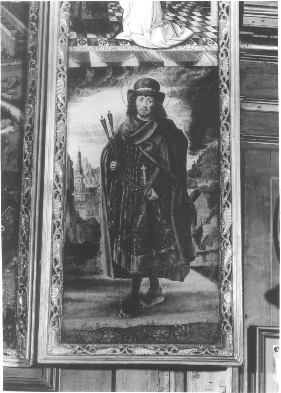 San Sebastiano (dipinto, elemento d'insieme) di Bermejo Bartolomè (ultimo quarto sec. XV)