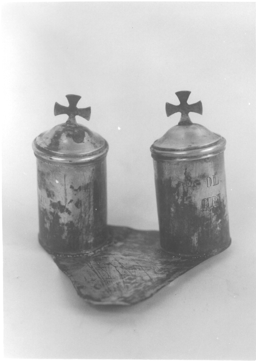 vasetti per oli santi, insieme - ambito ligure-piemontese (sec. XIX)