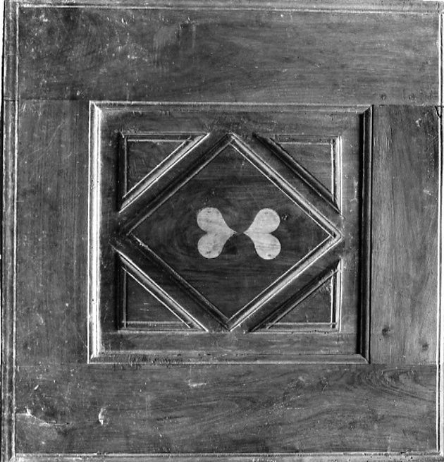 MOTIVO DECORATIVO CON CUORI (anta, frammento) - ambito valligiano (fine sec. XIX)