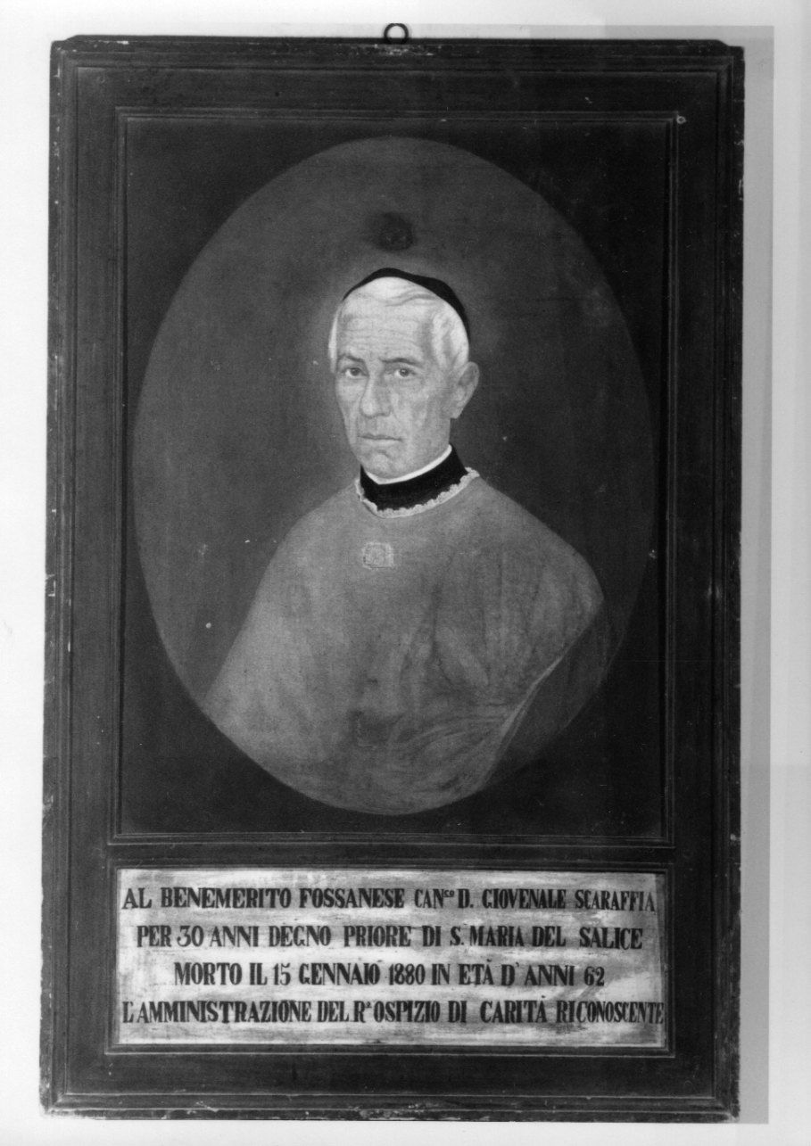RITRATTO DEL CANONICO GIOVENALE SCARAFFIA (dipinto, opera isolata) - ambito fossanese (ultimo quarto sec. XIX)