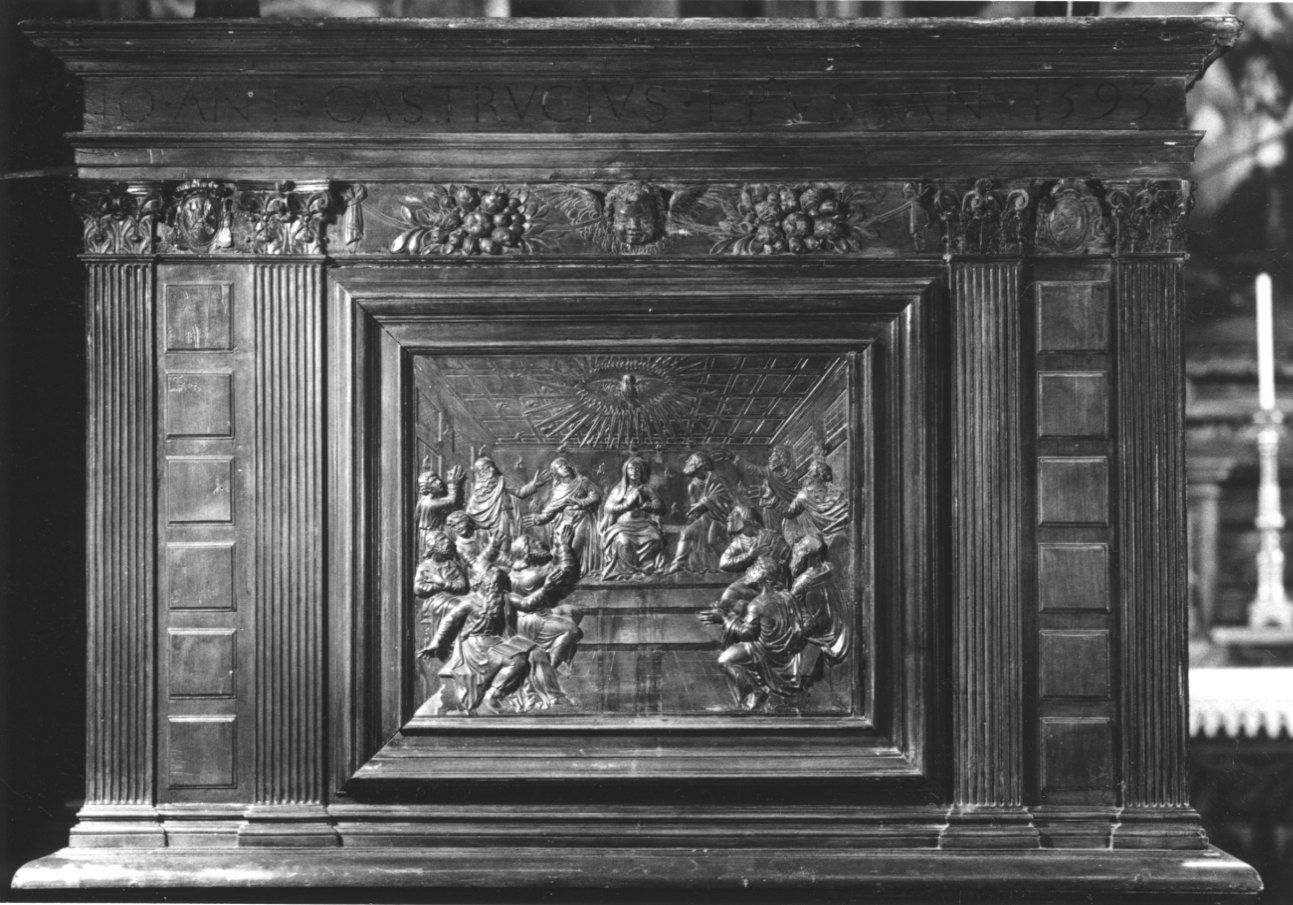 PENTECOSTE (pannello, elemento d'insieme) - ambito piemontese (seconda metà sec. XVI)