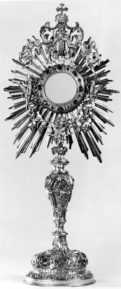 cherubini e motivi decorativi fitomorfi (ostensorio - a raggiera, opera isolata) di Gioffreddo Bruno (ultimo quarto sec. XIX)