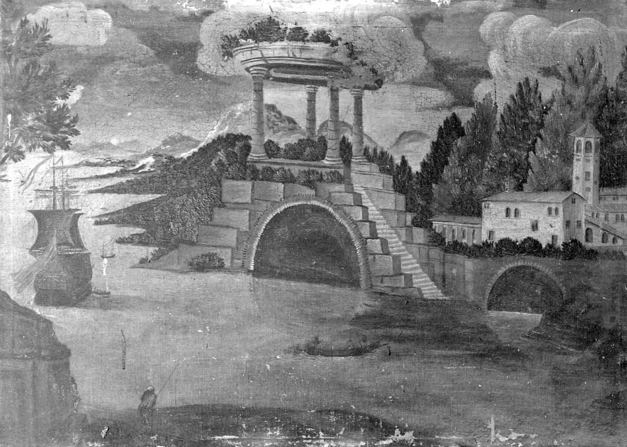 MARINA CON PESCATORI E BARCHE (dipinto, opera isolata) - bottega piemontese (sec. XVIII)