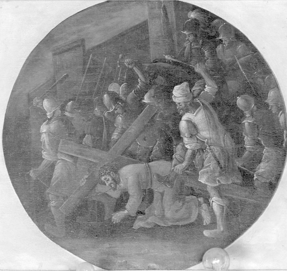 stazione III: Gesù cade sotto la croce la prima volta (dipinto) - bottega piemontese (prima metà sec. XVIII)