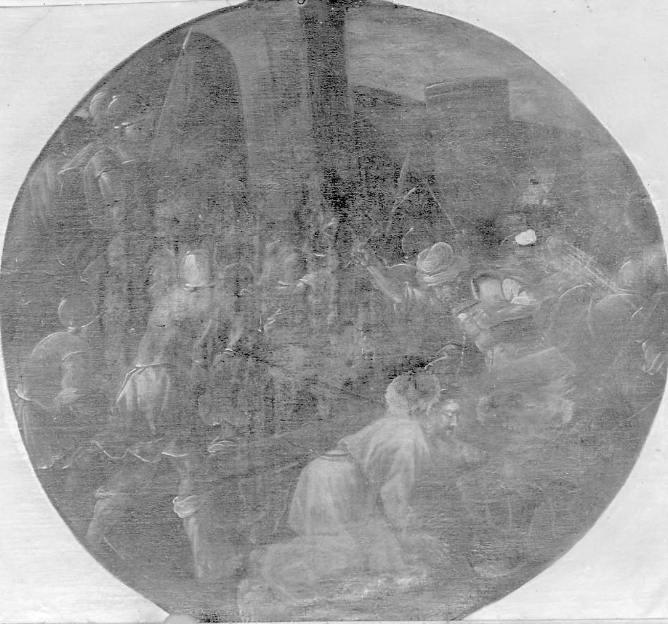 stazione VII: Gesù cade sotto la croce la seconda volta (dipinto) - bottega piemontese (prima metà sec. XVIII)