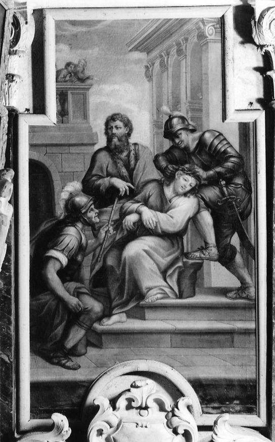 INCORONAZIONE DI SPINE (dipinto, opera isolata) di Stasio Giuseppe Giovanni Maria, Stasio Bartolomeo Bernardino (inizio sec. XVIII)