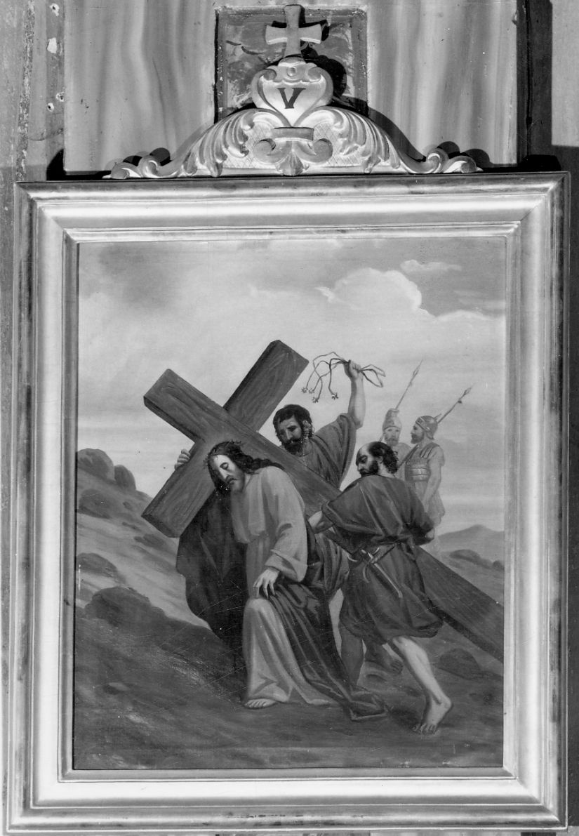 stazione VII: Gesù cade sotto la croce la seconda volta (Via Crucis, elemento d'insieme) - ambito piemontese (primo quarto sec. XX)
