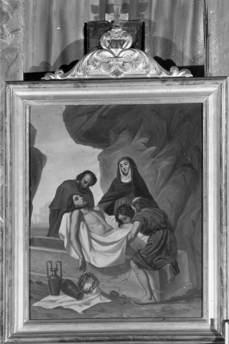 stazione XIV: Gesù deposto nel sepolcro (Via Crucis, elemento d'insieme) - ambito piemontese (primo quarto sec. XX)