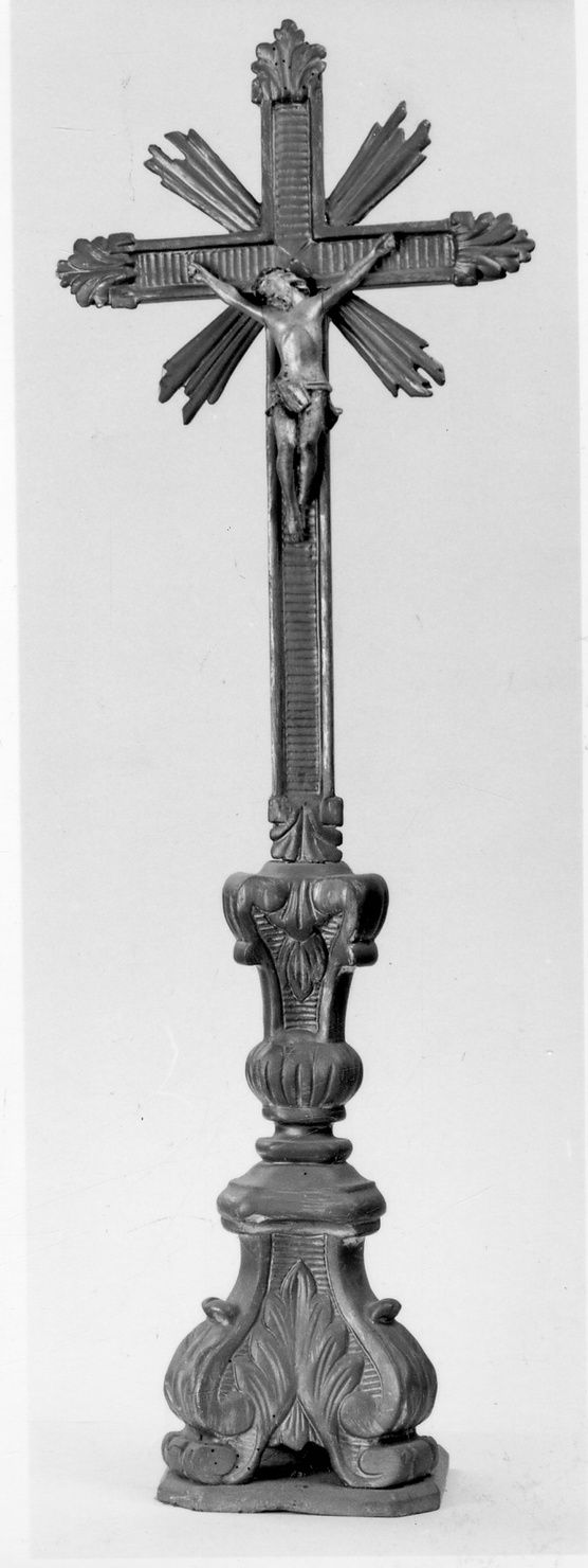 CRISTO CROCIFISSO (croce d'altare, opera isolata) - bottega piemontese (fine/inizio secc. XIX/ XX)