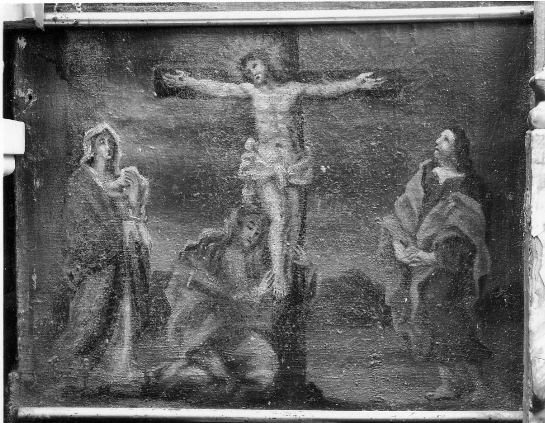 CROCIFISSIONE DI CRISTO CON LA MADONNA , SAN GIOVANNI EVANGELISTA , SANTA MADDALENA (dipinto, elemento d'insieme) - ambito piemontese (seconda metà sec. XVIII)