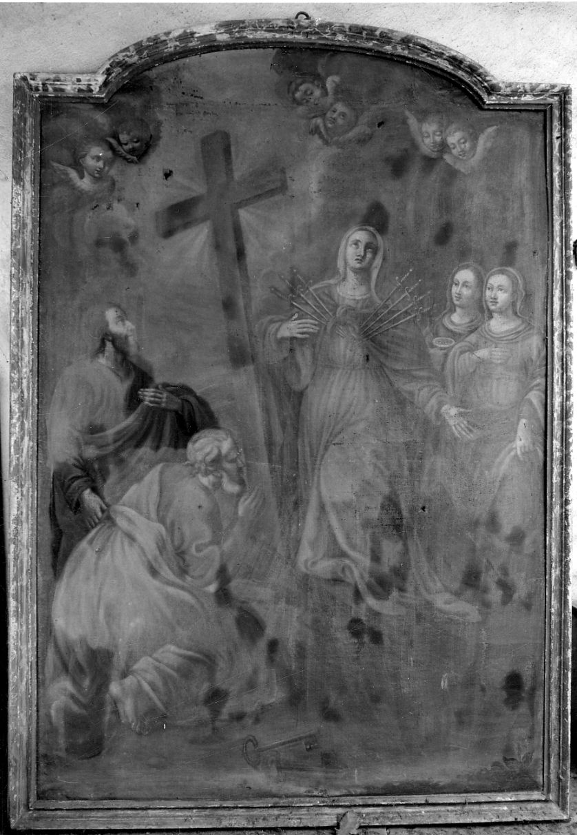 MADONNA ADDOLORATA CON LA CROCE E I SANTI PAOLO, PIETRO, LUCIA E ALTRA SANTA (dipinto, opera isolata) - ambito piemontese (primo quarto sec. XVIII)