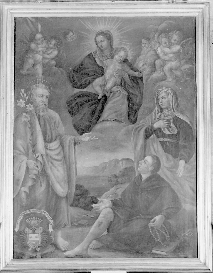 MADONNA CON BAMBINO, SAN GIUSEPPE, SAN PELLEGRINO LAZIOSI E SANTA (dipinto, opera isolata) di Lombardi Virginia - ambito torinese (ultimo quarto sec. XIX)