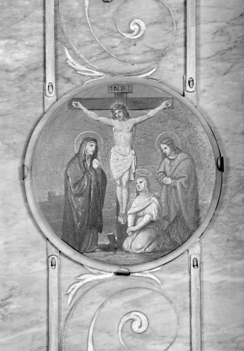 CROCIFISSIONE DI CRISTO CON LA MADONNA , SAN GIOVANNI EVANGELISTA , SANTA MARIA MADDALENA (dipinto) - ambito piemontese (ultimo quarto sec. XIX)