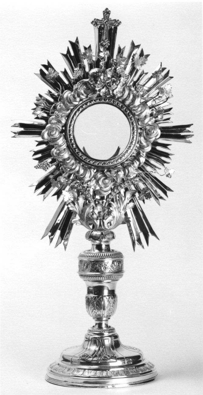 SIMBOLI EUCARISTICI (ostensorio - a raggiera, opera isolata) - ambito piemontese (seconda metà sec. XVIII)