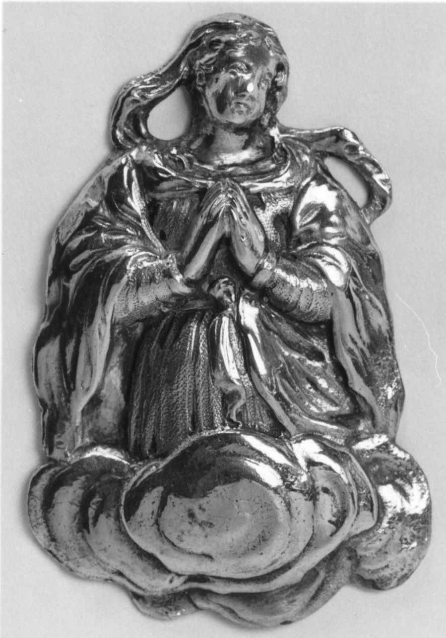 MADONNA ORANTE (placchetta di croce processionale, opera isolata) - ambito piemontese (sec. XVII)