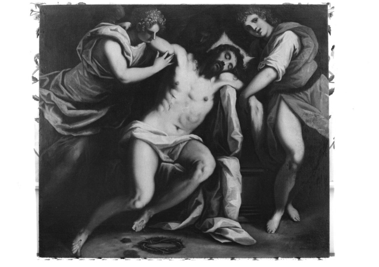 CRISTO DEPOSTO DAGLI ANGELI (dipinto, opera isolata) - ambito veneto (ultimo quarto sec. XVI)