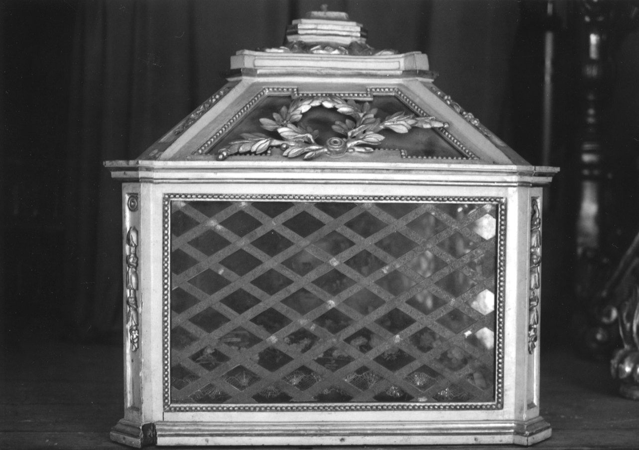 reliquiario a teca - a urna, opera isolata - ambito piemontese (fine sec. XIX)