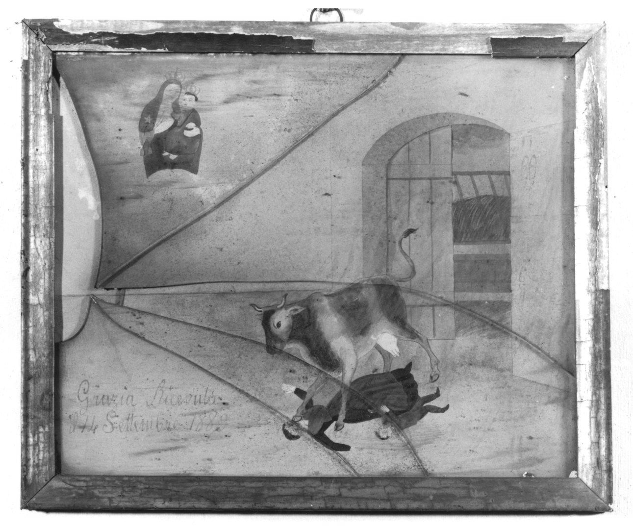 INCIDENTE CON UNA MUCCA (ex voto, opera isolata) - ambito torinese (ultimo quarto sec. XIX)