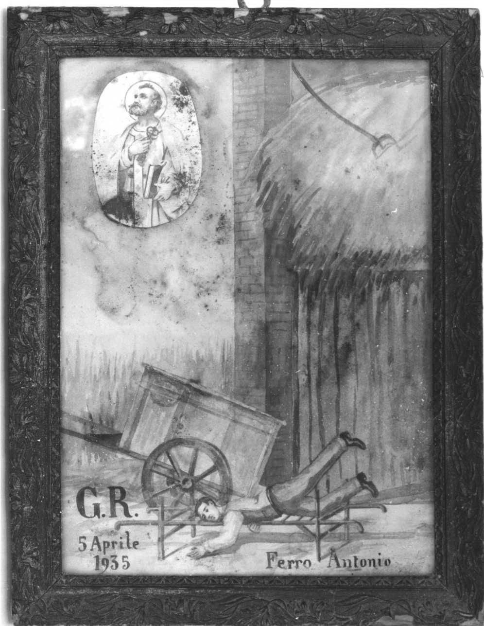 INCIDENTE NEL FIENILE E SAN PIETRO (ex voto, opera isolata) - ambito torinese (secondo quarto sec. XX)