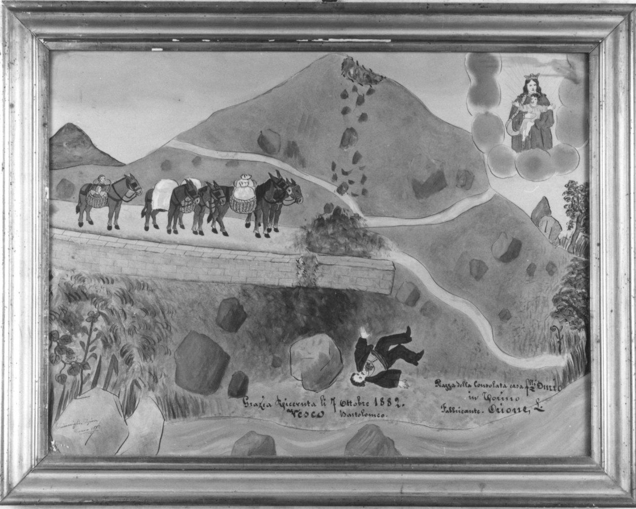 INCIDENTE DI MONTAGNA E INTERVENTO DELLA MADONNA DELLA CONSOLATA (ex voto, opera isolata) di Chiaraviglio (ultimo quarto sec. XIX)