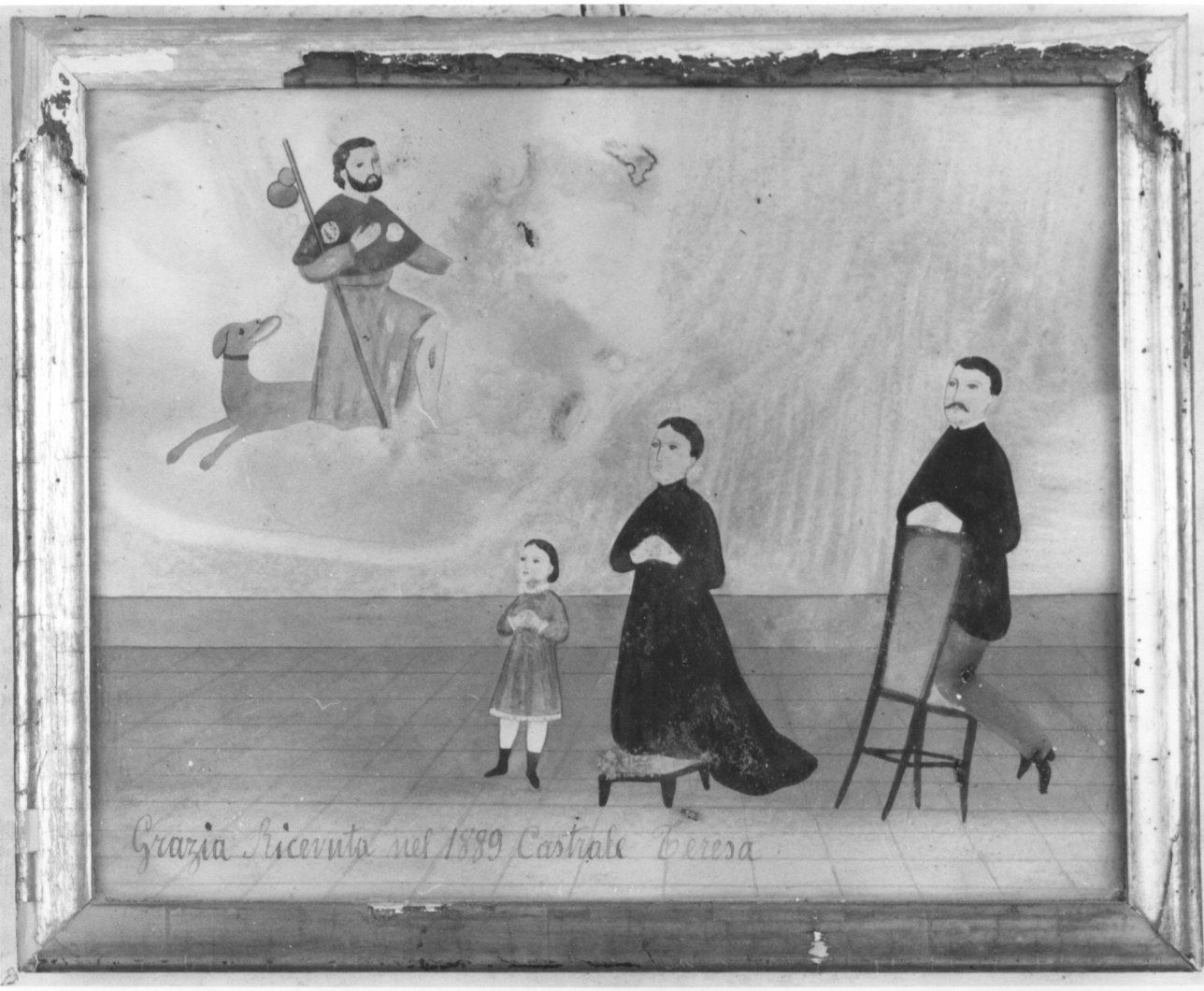 FAMIGLIA CHE INVOCA SAN ROCCO (ex voto, opera isolata) - ambito piemontese (ultimo quarto sec. XIX)