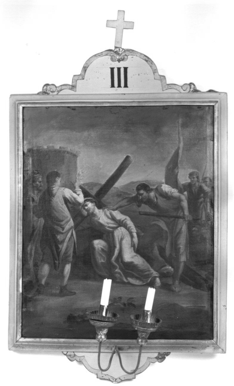 stazione III: Gesù cade sotto la croce la prima volta (Via Crucis) - ambito piemontese (seconda metà sec. XVIII)
