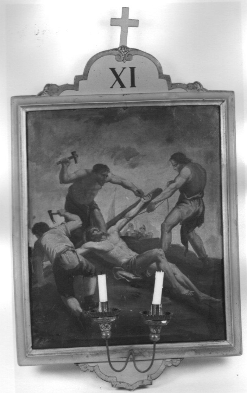 stazione XI: Gesù inchiodato alla croce (Via Crucis) - ambito piemontese (seconda metà sec. XVIII)
