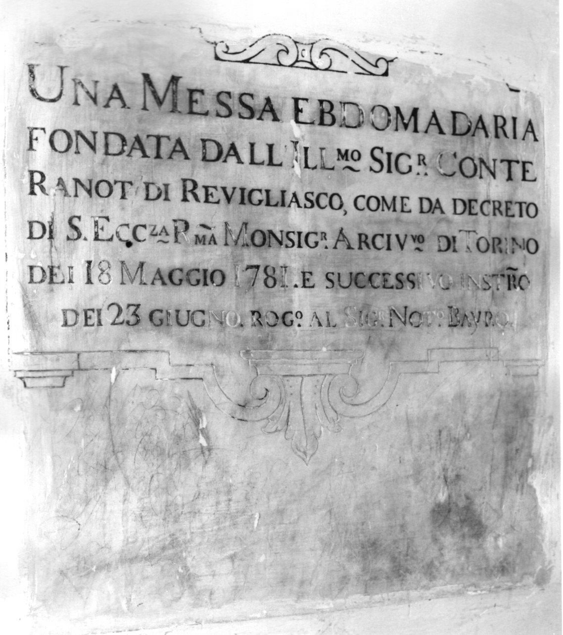 lapide, opera isolata - ambito piemontese (ultimo quarto sec. XVIII)