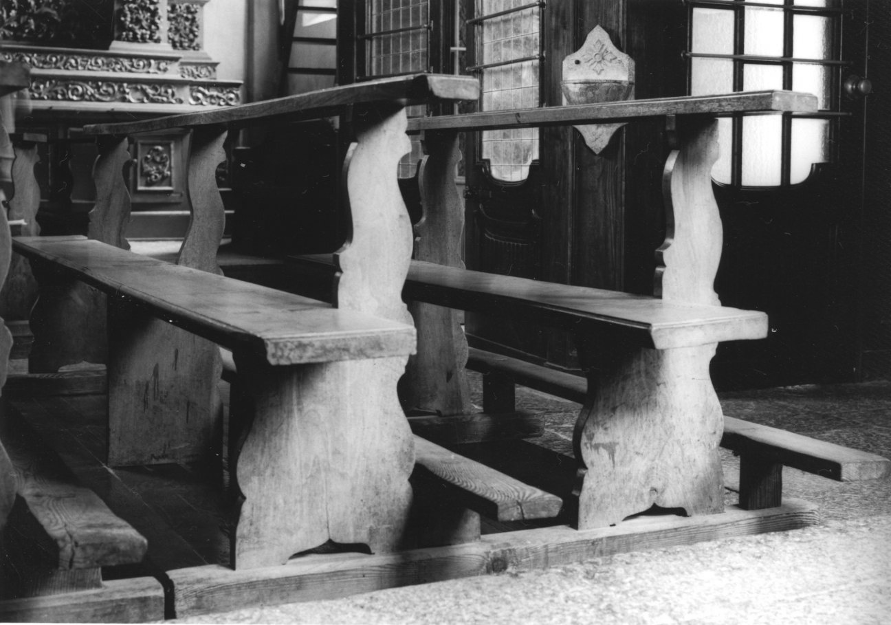 banco da chiesa, serie - bottega ossolana (prima metà sec. XIX)