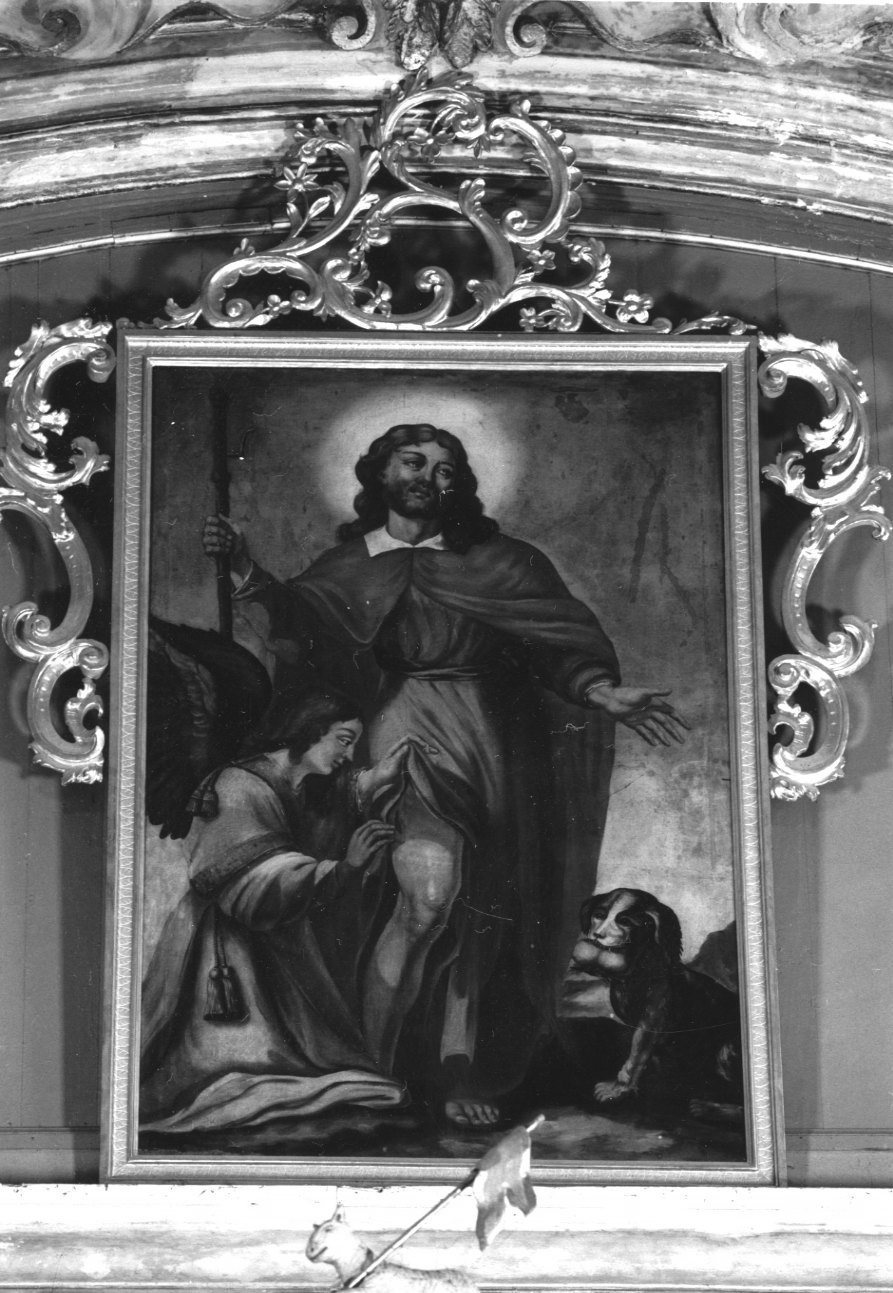 San Rocco nel deserto curato dall'angelo (dipinto, opera isolata) - ambito ossolano (sec. XVIII)