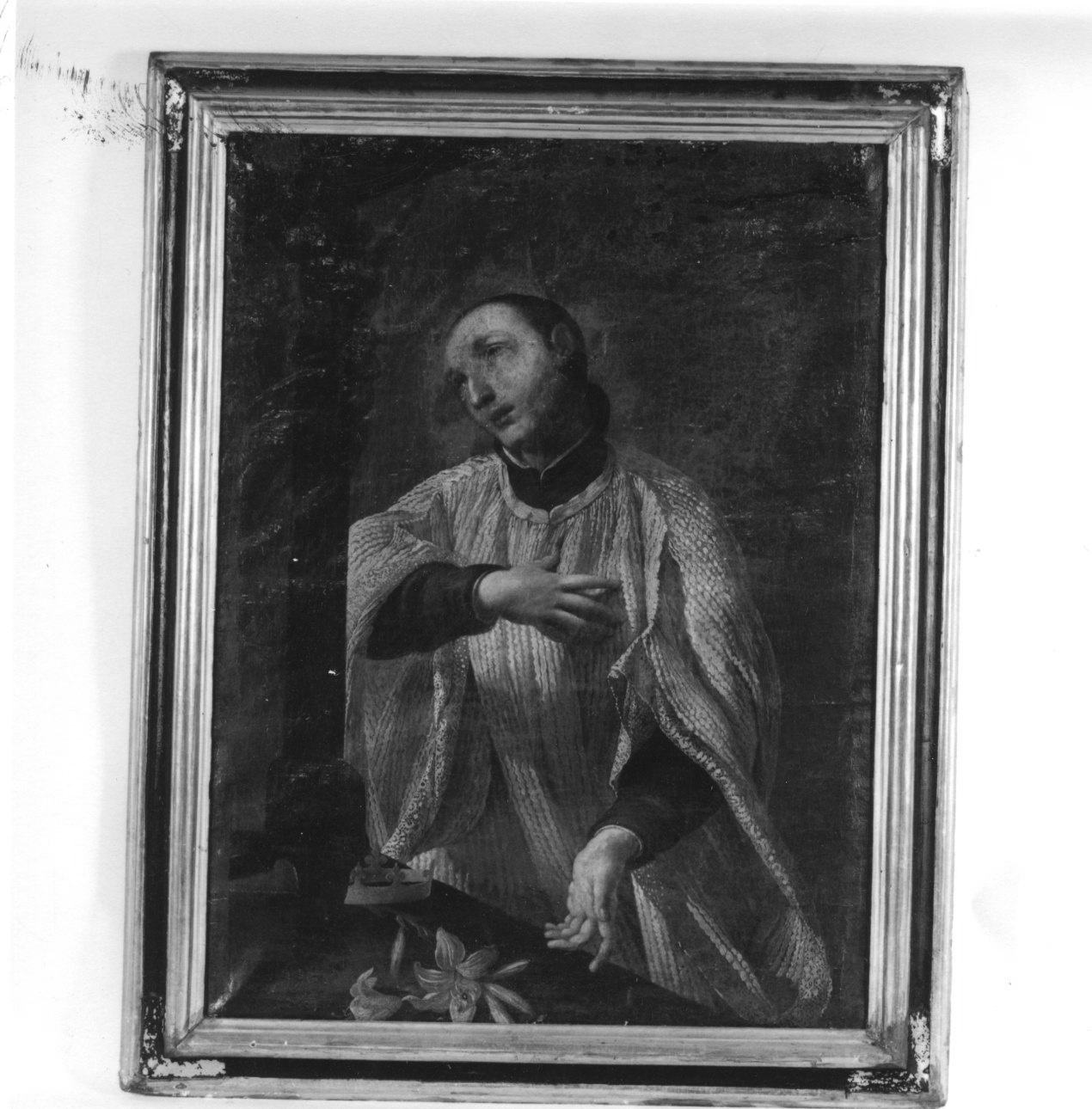 San Luigi Gonzaga in adorazione della croce (dipinto, opera isolata) di Crespi Luigi - bottega bolognese (terzo quarto sec. XVIII)