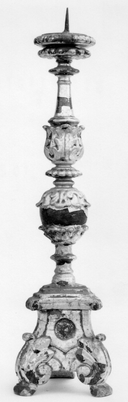 candeliere d'altare, serie - bottega ossolana (seconda metà sec. XVII)