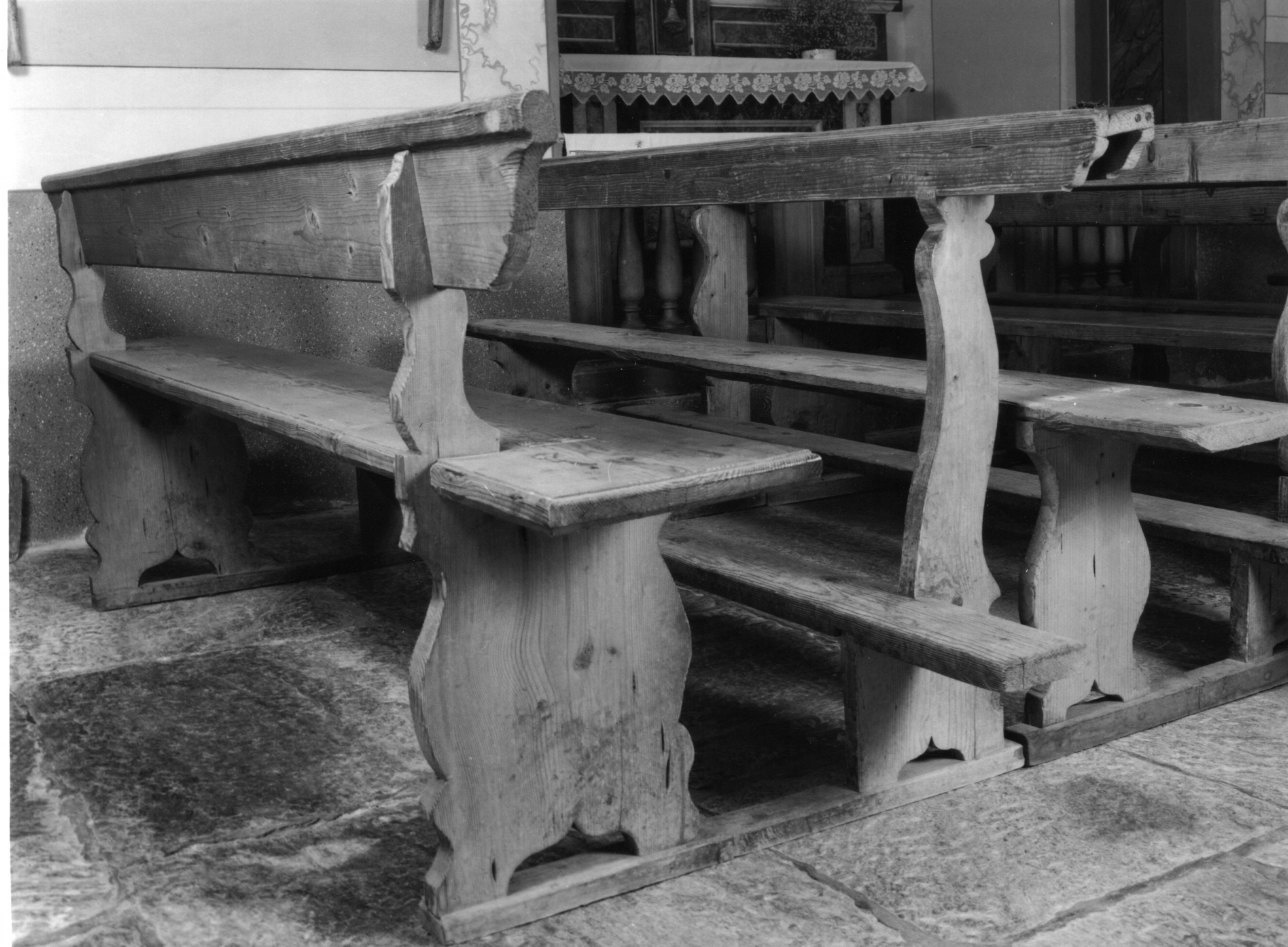 banco da chiesa, serie - bottega ossolana (seconda metà sec. XIX)