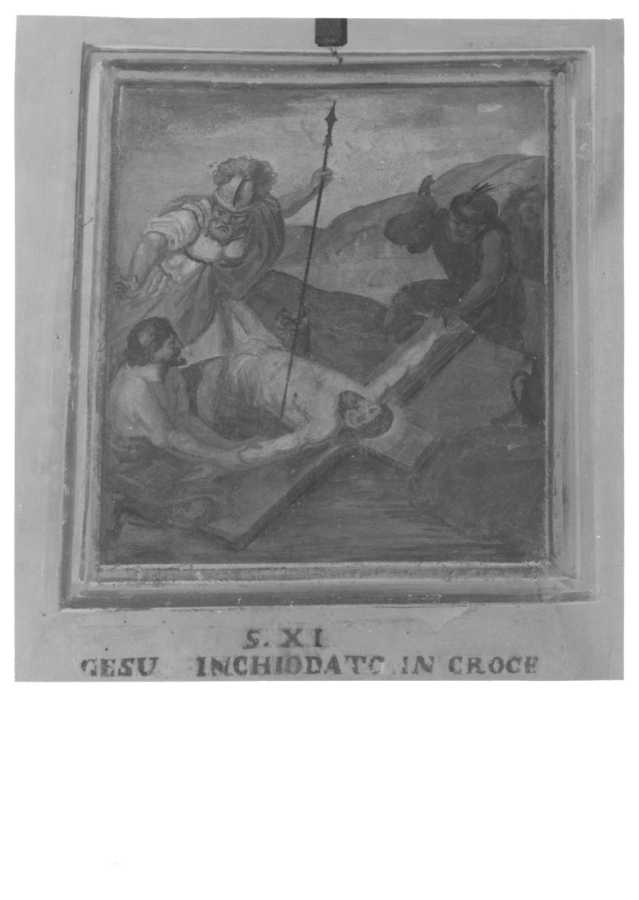 stazione XI: Gesù inchiodato alla croce (dipinto) - ambito ossolano (seconda metà sec. XIX)