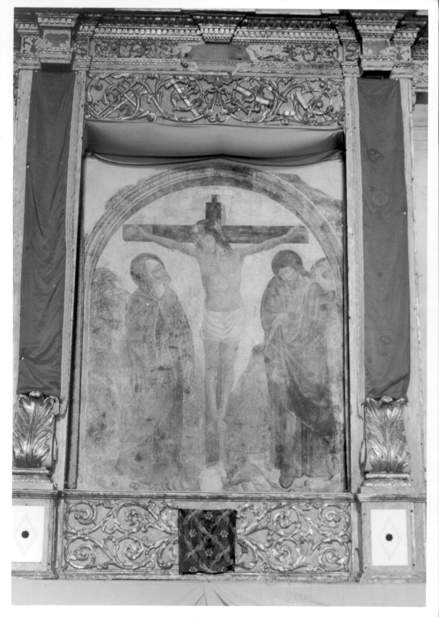 crocifissione di Cristo con la Madonna, San Giovanni Evangelista e Santa Maria Maddalena (dipinto, opera isolata) - ambito lombardo (?) (inizio sec. XVI)