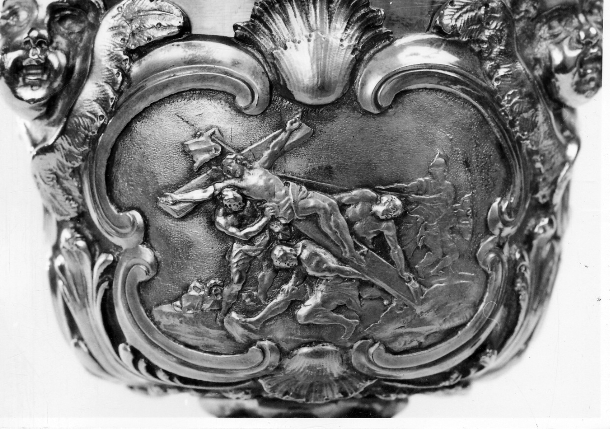 Cristo inchiodato alla croce (decorazione, elemento d'insieme) di Lavy Lorenzo (attribuito) (metà sec. XVIII)