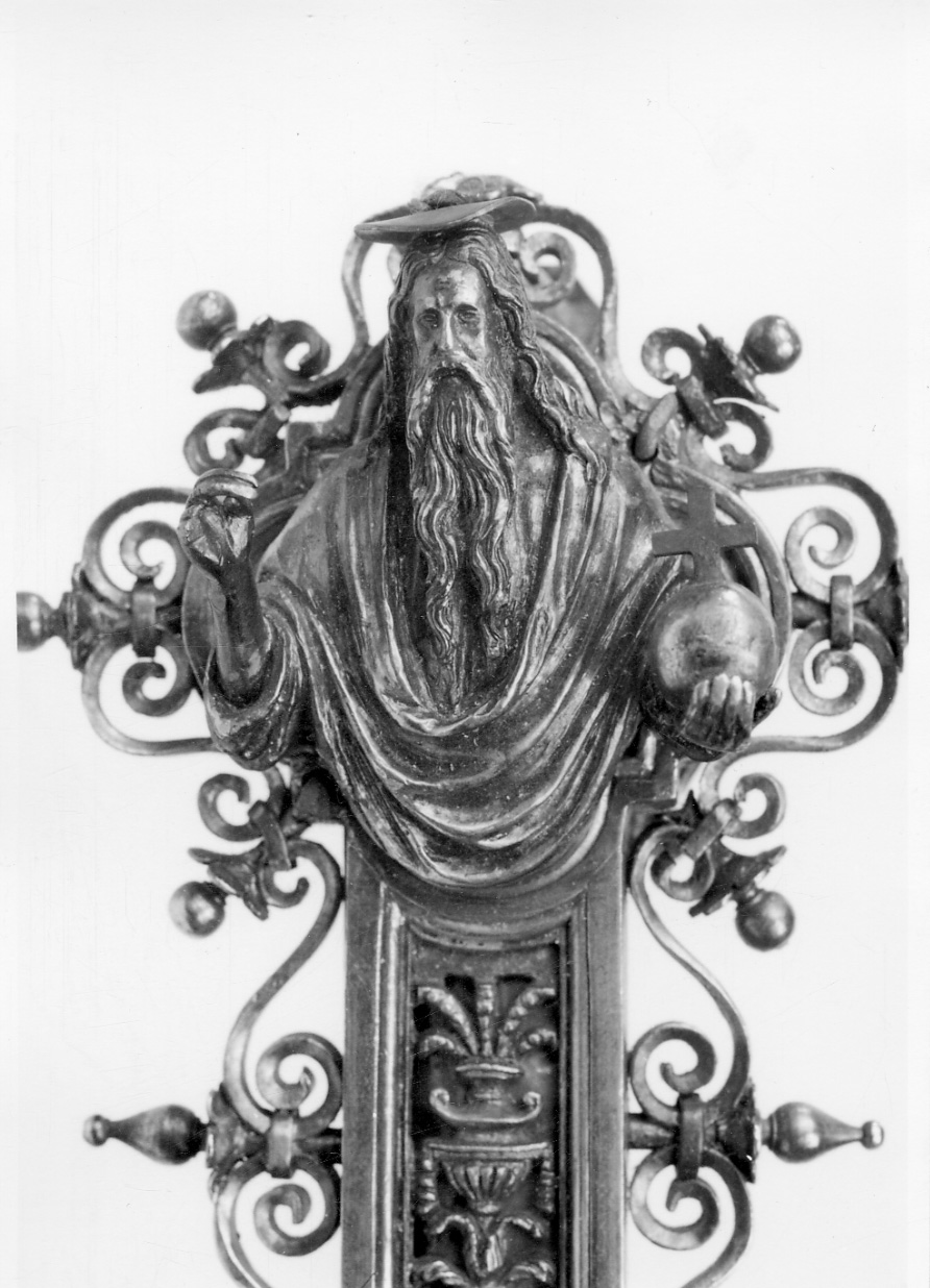 Dio Padre benedicente (placchetta di croce processionale, elemento d'insieme) - ambito italiano (primo quarto sec. XVI)
