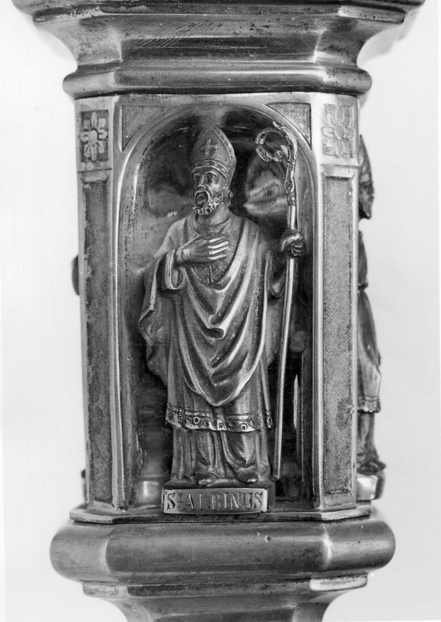 Sant'Albino (statuetta, elemento d'insieme) - ambito vercellese (seconda metà sec. XIX)