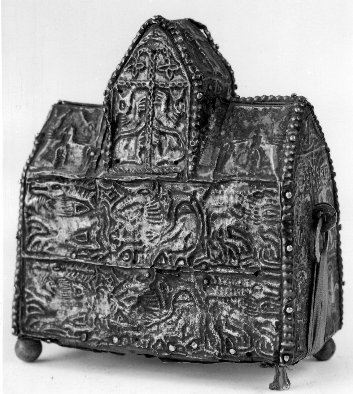 reliquiario a teca - a borsa, opera isolata - ambito Francia settentrionale (prima metà sec. VIII)