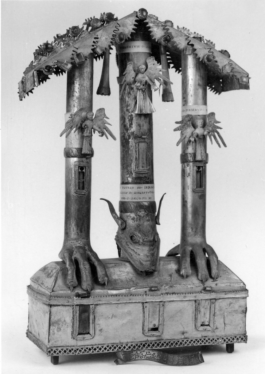 reliquiario a teca - a cassetta, opera isolata - ambito vercellese (seconda metà sec. XIV)